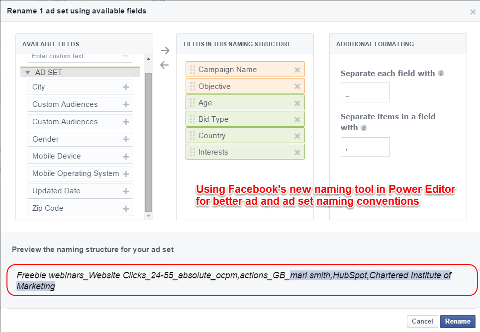 Naming convention best practice for Facebook ads