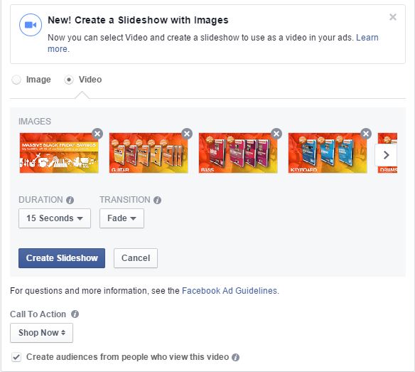 Adding images to Facebook video slideshow