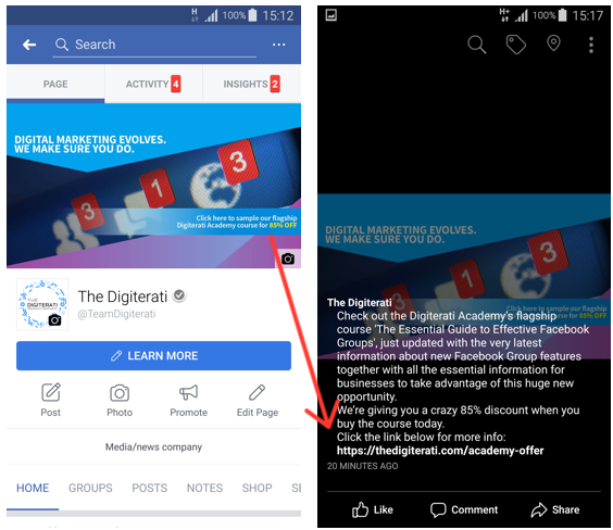 Facebook Cover Photo on Mobile