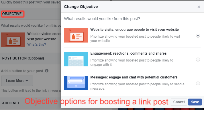 Objective-options-for-boosting-a-link-post-on-Facebook