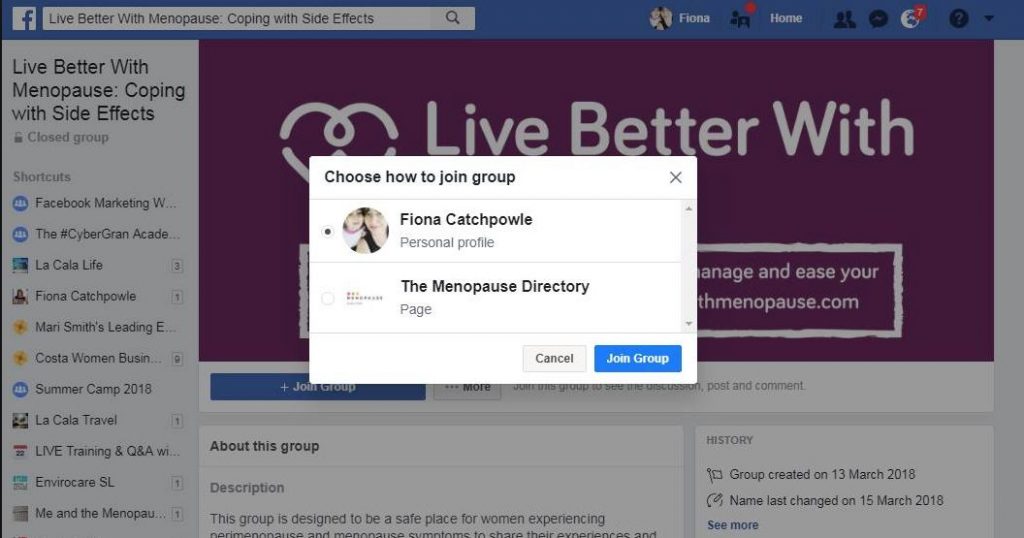 Can Facebook Pages join Facebook Groups