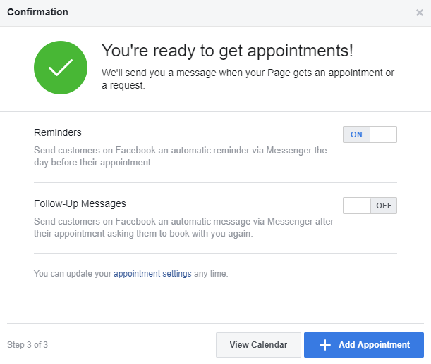 Facebook Reminders for Appointments